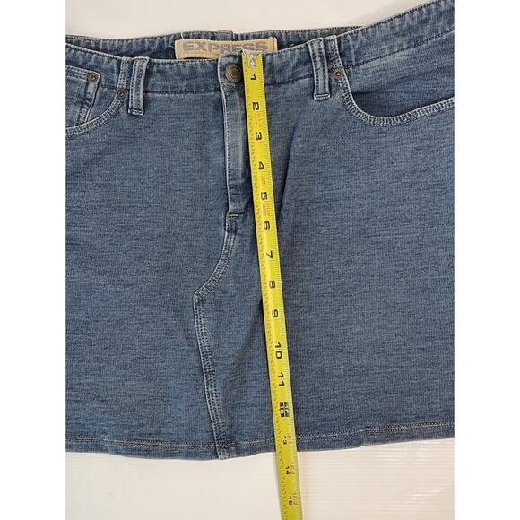 Express Vintage Y2K Stretch Denim Mall Goth Micro Mini Skirt 11/12 Bodycon - Picture 6 of 7